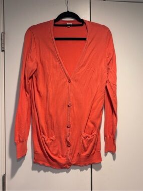 J. Crew Orange Knit Boyfriend Cardigan